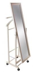 Вешалка костюмная с зеркалом на колесах В 24Н Слоновая кость