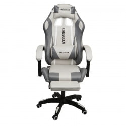 Геймерское кресло 1208, замша, цвет бело-серый с массажем, арт 1208-White-Grey