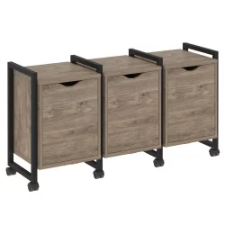 Тумба на колесных опорах наборная. Вариант №5 LOFT VR.L-TN-5.K Металл черный Тиквуд темный