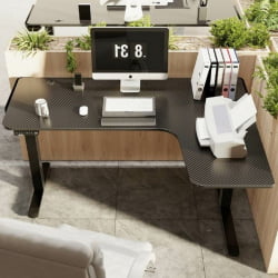 Стол для для компьютера (для геймеров) L-формы c электрической регулировкой по высоте EUREKA ERK-EGD-L60R-B-US