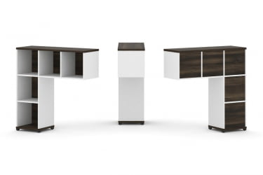 Надставка на стол низкая односторонняя + задняя стенка 5шт. CONCEPT CN.ONN-001 Дуб Мали Белый бриллиант Черный металл