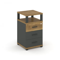 Тумба приставная с 3-мя ящиками и надставкой CОНCЕПТ CН.ТУП-003 Б/В Сандал Янтарный Антрацит / CONCEPT CN.TUP-003 B/W