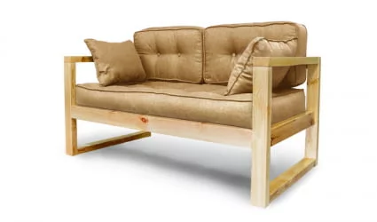 Диван двухместный DEmoku Д-2 бежевый-холодный серый