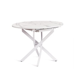 Стол MANZANA ЛДСП/HPL/металл, 100 х 100+30 х 75 см, Мрамор светлый/белый