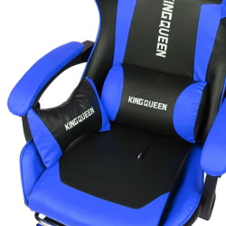 Геймерское кресло 1206 KINGQUEEN цвет черный/синий с массажем 1206-black-blue-mass