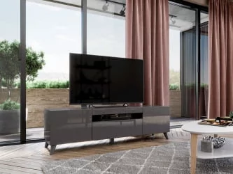 Тумба под ТВ Бруклин 1600 с опорами Оникс Серый глянец