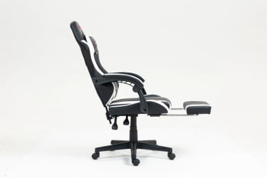 Кресло спортивное TopChairs Prophet с оттоманкой черно-белый