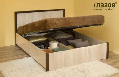 Кровать с подъемным механизмом (1600) BAUHAUS 2.2 Дуб Сонома/Орех шоколадный(спальня)
