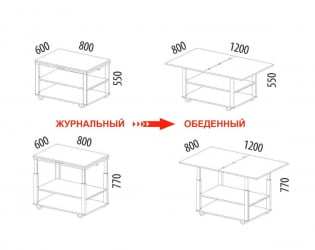 Журнально-обеденный стол Агат 35 Дуб Вотан