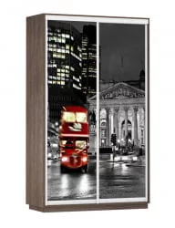 Шкаф-купе со стеклом Экспресс Дуо 1400х2200h Лондон/Венге