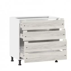 Тумба кухонная 800 с 3 ящиками ЛЮКС (4) Винченца ЛД 234.930.000.019 Тип 2 Белый Дуб Крафт белый