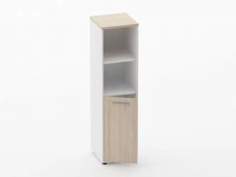 Шкаф 3 узкий 2 полки открытые, 2 полки закрытые Дека 10.16.11Л Туя/Белый / Deka