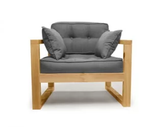 Диван для балкона одноместный DEmoku Д-1 серебристо-серый_натуральный