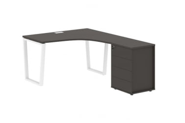 Стол эргономичный с тумбой правый EDIS EVCET 1318 R Мокко Белый