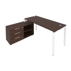 Рабочая станция на П-образном м/к с опорной тумбой левая Метал Сйстем Б.РС-СТС-2.4 Л Венге/Белый / Metal System