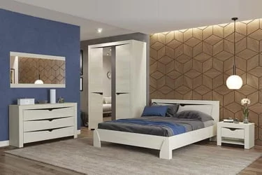 Кровать двуспальная Лючия 33.09-01 без основания Бетон пайн белый Венге