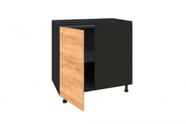 Тумба кухонная угловая 1000 (левая) Шервуд ЛД 281.091.000.008 Черная Дуб золотой