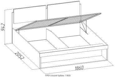 Кровать 1 (1800) HYPER Палисандр/Венге (спальня)