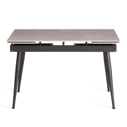 Стол обеденный Lord Grey/Лорд Грей столешница керамика (матовая) /опоры металл, светло-серый/черный, (120+30+30)x80x75 см