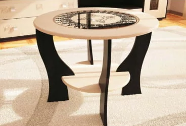 Стеклянный журнальный стол №1 с круглым стеклом