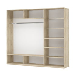 Шкаф-купе трехдверный Прайм 2100 ДСП/Белое стекло/ДСП Дуб сонома