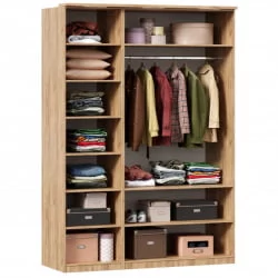 Шкаф трехстворчатый с декоративными накладками Фиджи 002 Дуб Золотой Белый