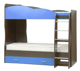 Кровать детская двухъярусная Юниор-2.1 Венге/Синий