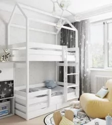 Двухъярусная кровать для девочки RooRoom кд-77 с ящиками Белый