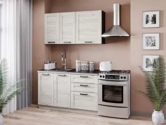 Тумба кухонная 800 с 3 ящиками ЛЮКС (4) Тип 1 Винченца ЛД 234.930.000.071 Черный Дуб Крафт белый