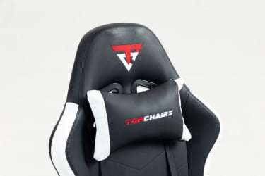 Кресло спортивное TopChairs Prophet с оттоманкой черно-белый