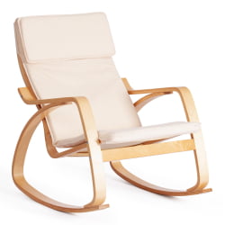 Кресло-качалка mod. AX3005 дерево береза, ткань: полиэстер/хлопок, 61х94,5х104 см, дерево: дуб #3, ткань бежевая 1501-4