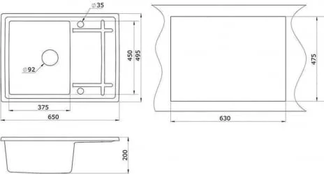 Кухонная мойка GRANULA 6501 Шварц