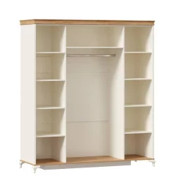 Шкаф четырехстворчатый с 4 зеркалами Вилладжио Алебастр/Дуб золотой