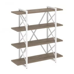 Стеллаж на регулируемых опорах - 4 полки LOFT VR.L-MST.O-4.8V Металл белый Тиквуд темный