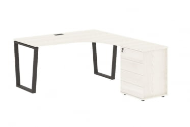 Стол эргономичный с тумбой правый EDIS EVCET 1518 R Ясень Траун Мокко