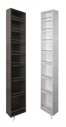 Шкаф в гостиную в черном глянцевом стекле Лупо Шелф (левый) Беленый дуб