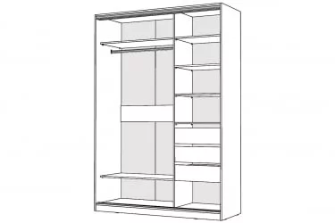 Белый шкаф-купе с зеркалом Виктория 1600х584х2300, Белый 16ДЗЗЗДЗЗЗ-ПЯ-Б 310-444