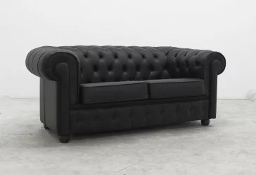 Диван двойной Крофорд в натуральной коже Мадрас (черный) / Madras
