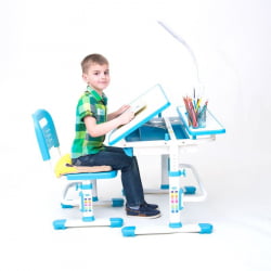 Детский стол со стульчиками RIFFORMA Comfort-07 Белый Голубой