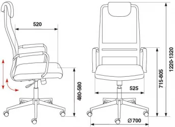 Кресло руководителя Бюрократ KB-9N/DG/TW-12 Серый TW-01 TW-11
