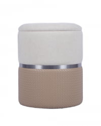 Пуф Кэрри с ящиком бежевый шенилл с экокожей