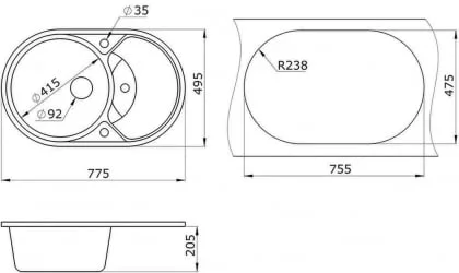 Кухонная мойка GRANULA 7801 Черный
