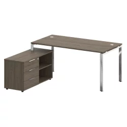 Стол рабочий руководителя с опорной тумбой левый METAL SYSTEM DIRECT БГ.СРТ-4.8 Л Вяз Благородный