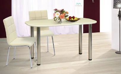 Стол на металлических опорах 130/70 (Жемчуг новый)