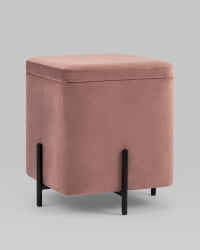 Пуф Грейс квадрат с ящиком велюр Пыльно-розовый