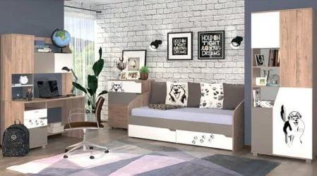 Тумба выкатная Хаски 51 Дуб Ирландский Мокко Белый