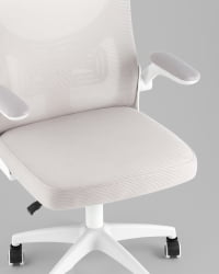 Кресло офисное ТопЧаирс Коре серый с подголовником пластик белый / TopChairs Core