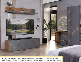 Полка в гостиную Монако 605.29 Дуб Вотан Оникс Графит