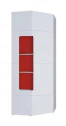 Детский угловой шкаф Палермо Юниор 08 Белый глянец Ясень шимо светлый Красный