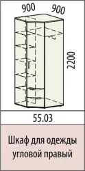 Шкаф для одежды угловой (правый) Мегаполис 55.03 Сосна Астрид
